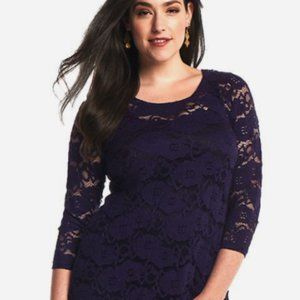 RUBY RIBBON Lace Tunic Deep PURPLE SMALL